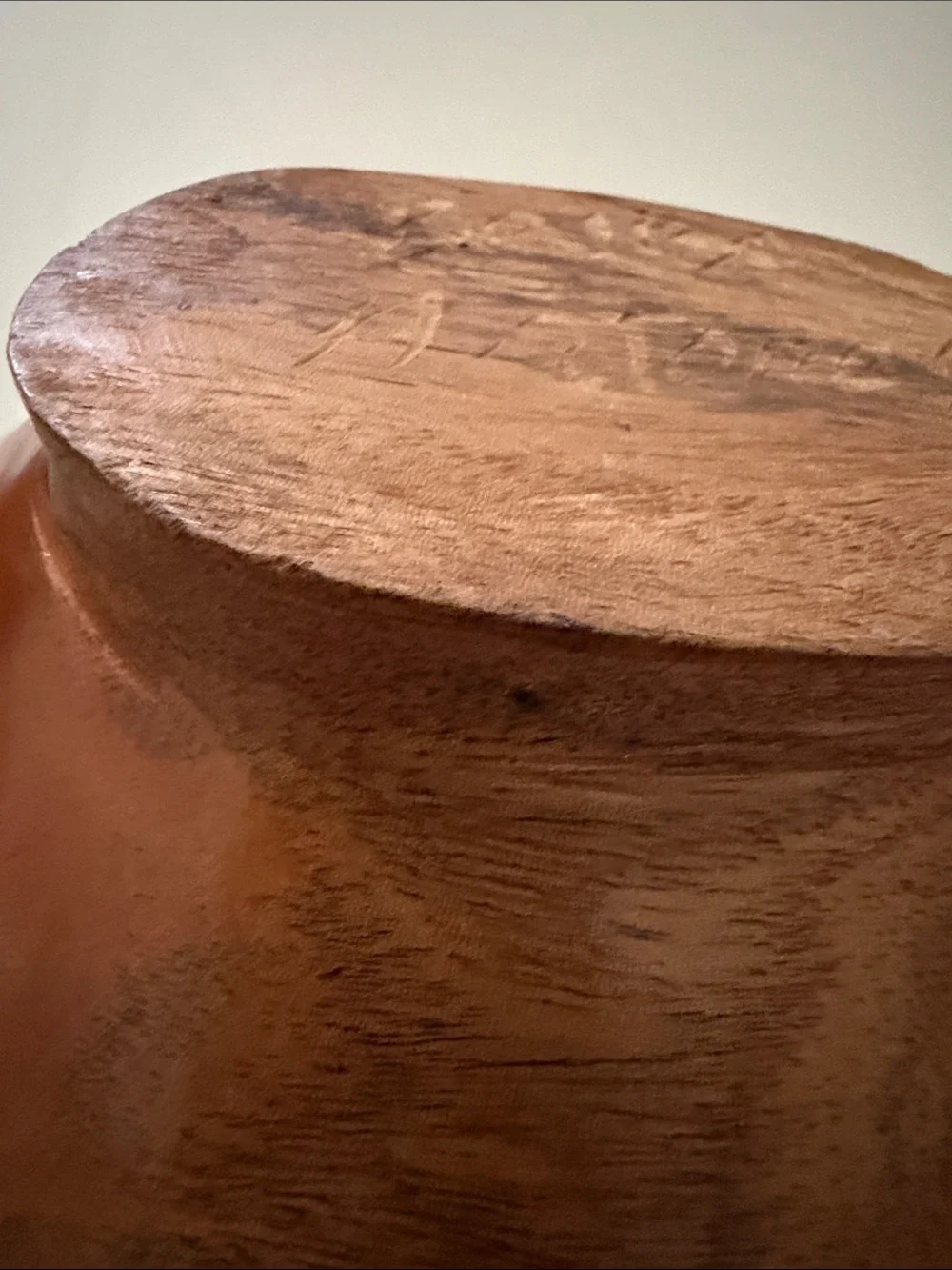 Artisan Signed Carved Rainforest Wood Decorative Bowl Belize Jaguar Mahogany